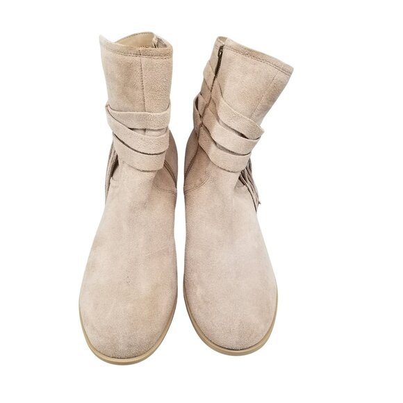 UGG Shoes Womens Size 12 Koolaburra Tan Suede Side Zip Tassel Ankle Booties - Picture 4 of 12